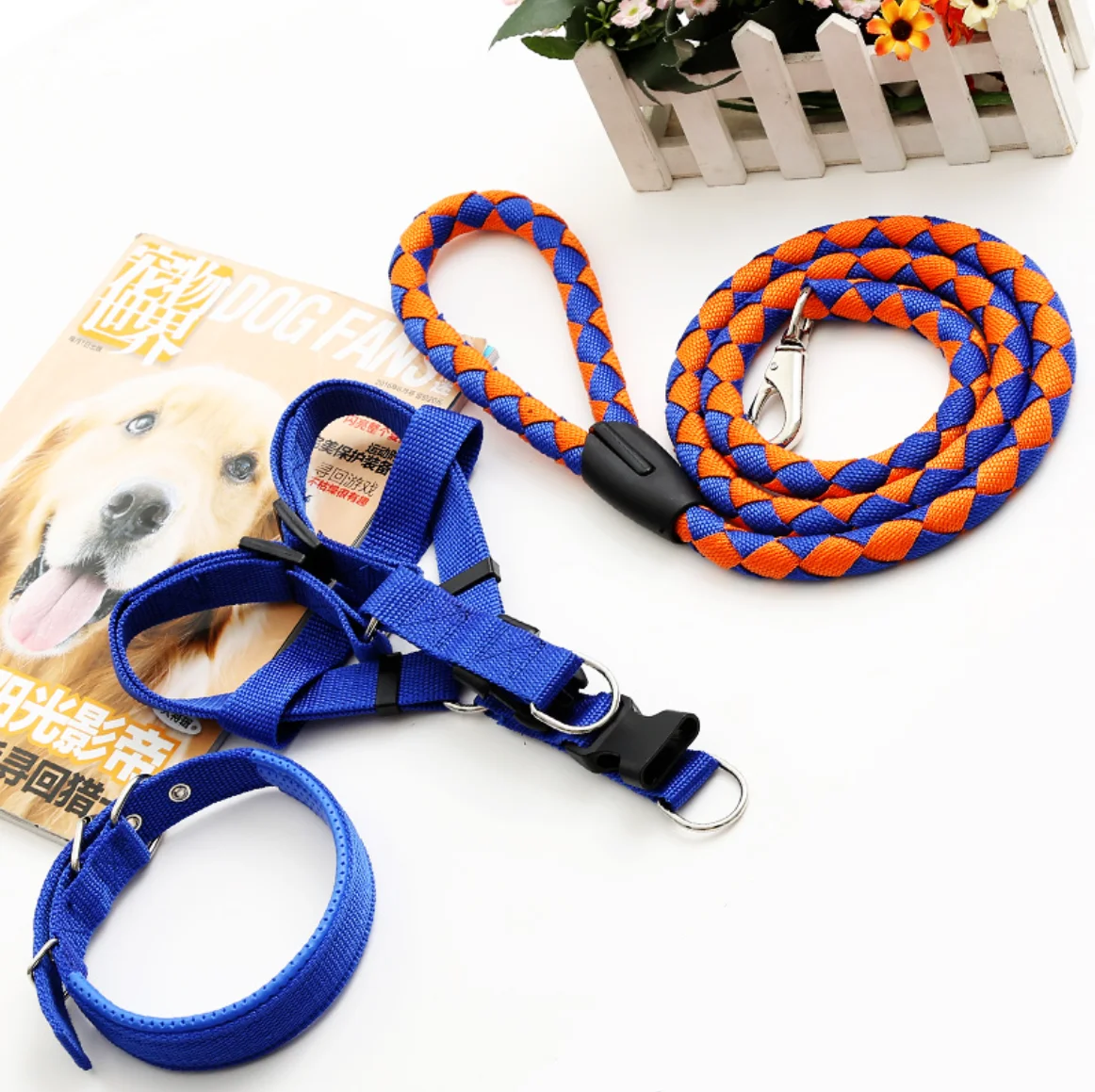 3 Pcs/Set Dogs Working Leash Harness Adjustable Collar Set Pet XL Lead Vest Small Medium Large Size for Training