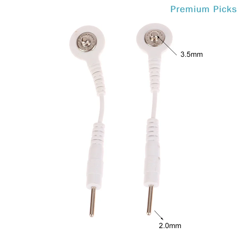2PCS Electrode Lead Wire Connecting Cables Plug 2.0mm Snap 3.5mm Male connector cable Use For Tens/EMS Massage Machine Device