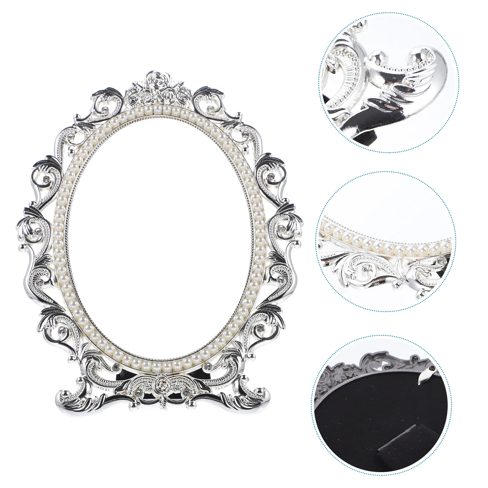 

Vanity Mirror Dresser for Women Woman Makeup Photo Frame Tabletop Small Zinc Alloy Vintage Travel Delicate