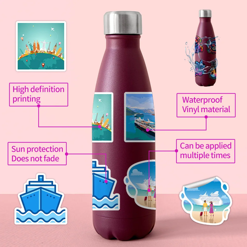 50 Uds. Pegatinas divertidas de dibujos animados de navegación Bule Graffiti crucero decoración de vacaciones DIY juguetes portátil guitarra bicicleta monopatín calcomanías