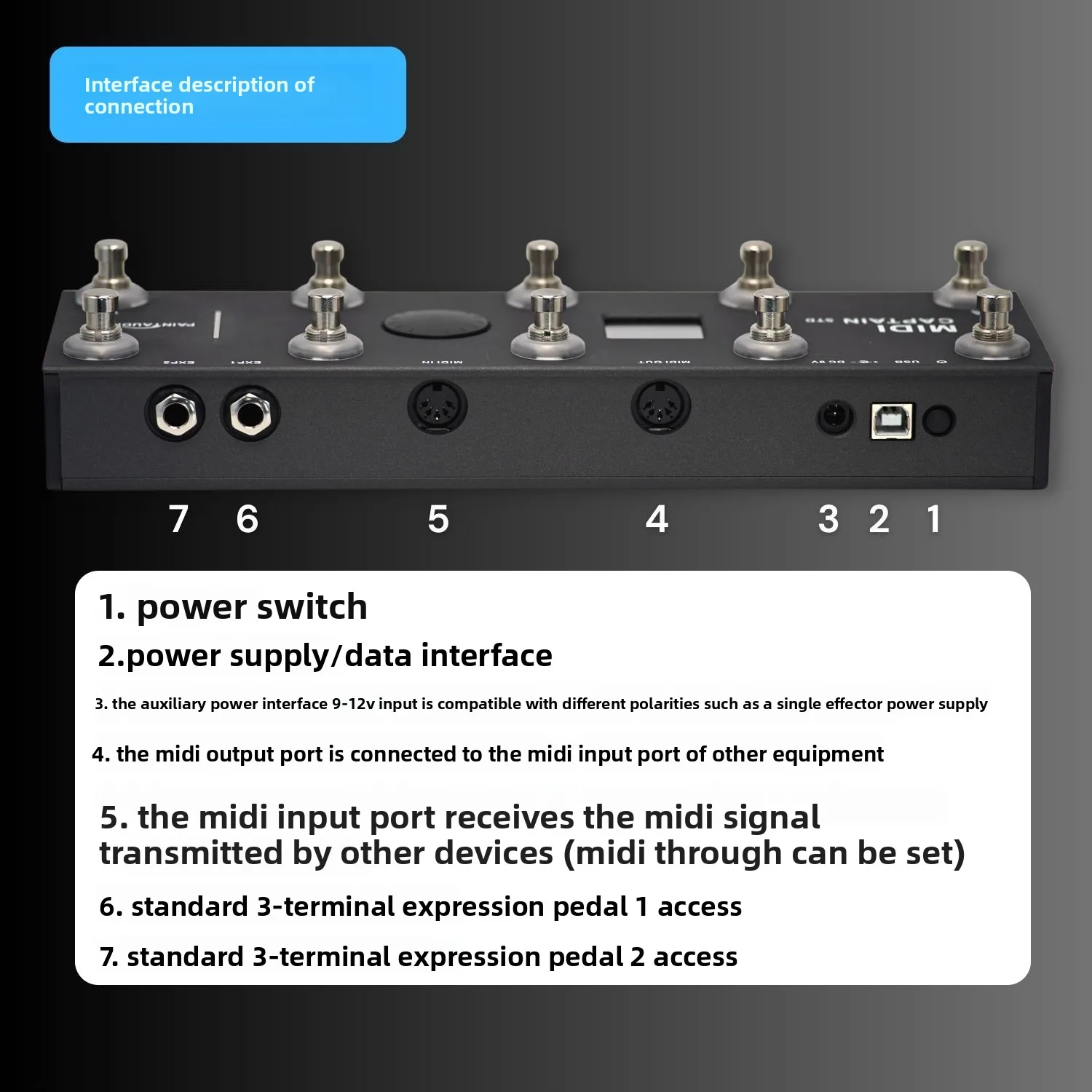 Midi captain std midi captain controller supports pc/cc/note full