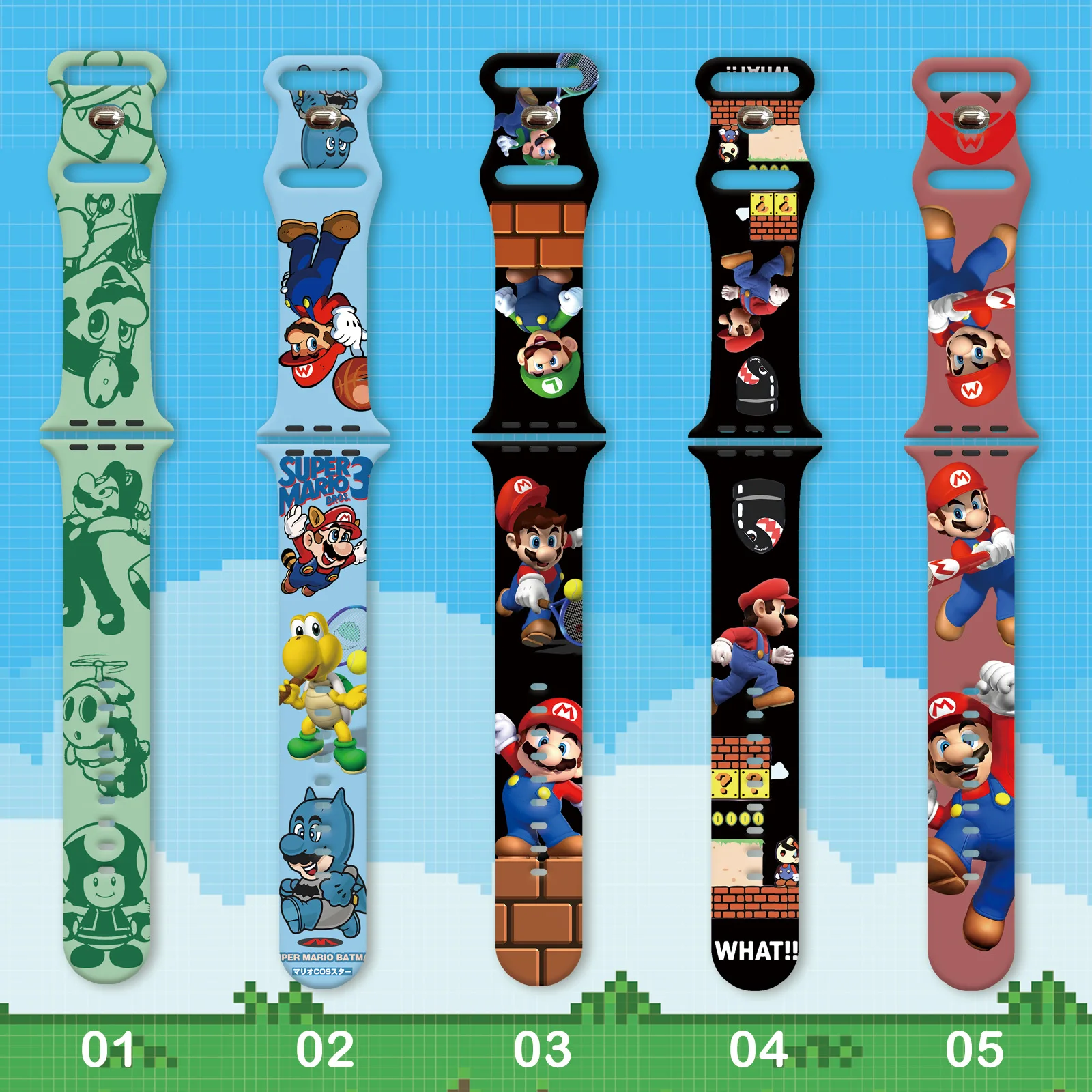 ماريو طباعة حزام ل iWatch 11 10 9 8 سيليكون الفرقة استبدال سوار ل أبل 46 مللي متر 44 مللي متر 42 مللي متر 41 مللي متر 38 مللي متر حزام الساعات #6