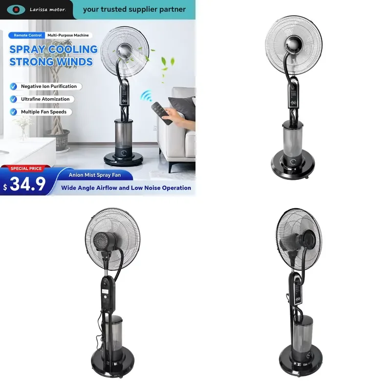 16 Inch Metal Electric Air Cooling Mist Fan with Humidifier Function Standing Design for Hotel Use