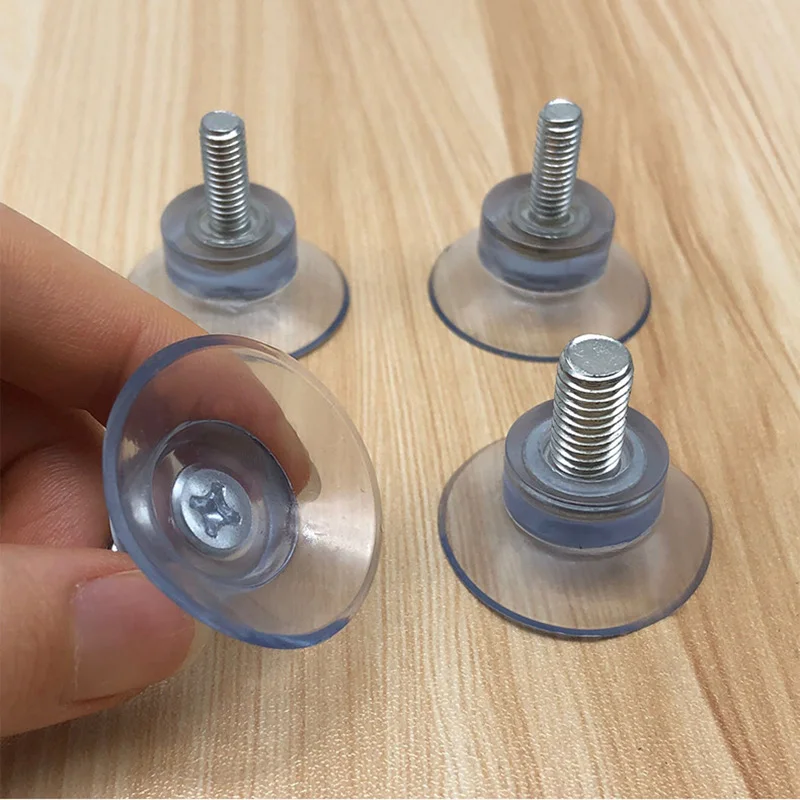 4Pcs M5/M6/M8 PVC Transparent Suckers Turn Nut Screw Rubber Suction Cup Hooks Kitchen Holder Glass Table Tops Storage Tool