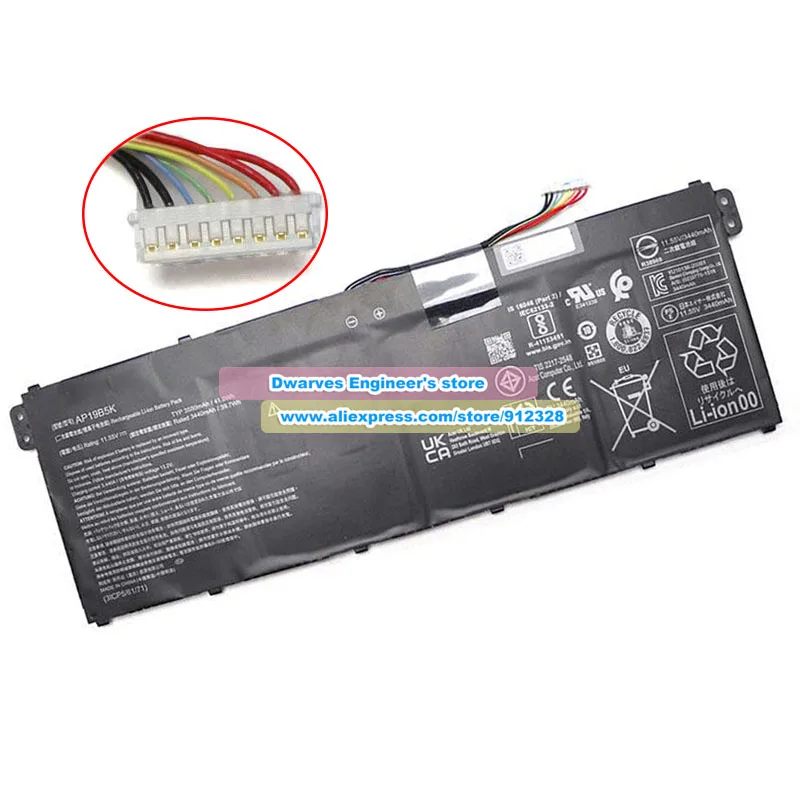 New AP19B5K 11.55V 41Wh Battery For Acer Chromebook 314 C922 CB314-2H Spin 311 C722 AP20CBL AP18C8K AC14B8K AC14B3K AC14B3K