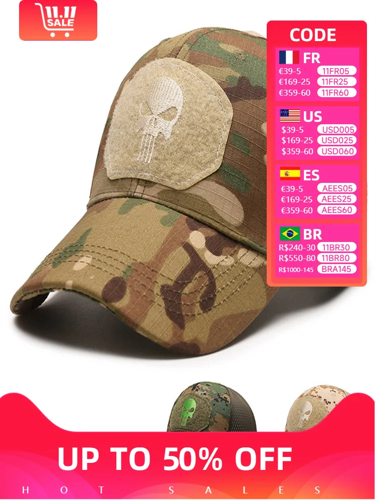 

Tactical Military Baseball Caps Camouflage Army Shooting Combat Paintball Men Women Outdoor Sport Adjustable Snapback Sun Hats