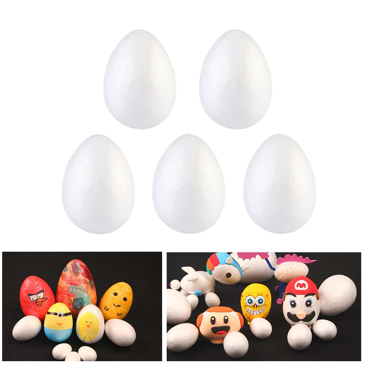 5 Pcs Polystyrene Eggs Fake Decorating Bulk Buy Squishy Toy Craft Easter Foam DIY Artificial Child