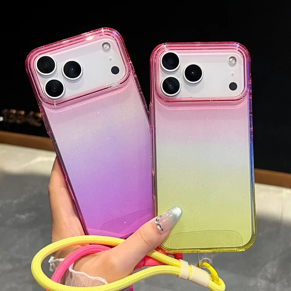 

Прозрачный защитный чехол 3IN1 с защитой от ударов и градиентом для iPhone 17 Air 16 15 14 Plus 13 12 Pro Max, защитный чехол из ПК + ТПУ