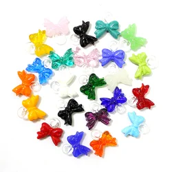 5pcs Custom Mini Cute Bowknot Charm Glass Pendant Tiny Handmade Bow Ornament Creative Fashion Women's Jewelry Making Accessories