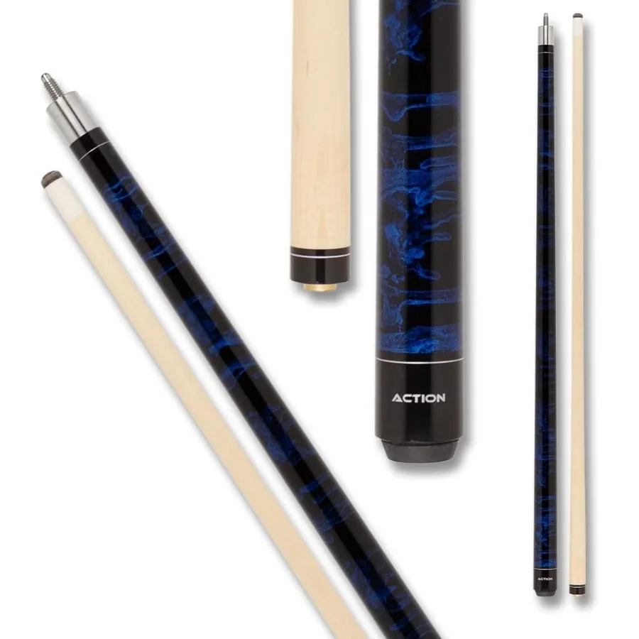 

Action VAL05 Value Series Pool Cue for Casual and Competitive Play - 58-Inch Hard Maple Shaft with 13mm Boar Skin Tip - Blue an