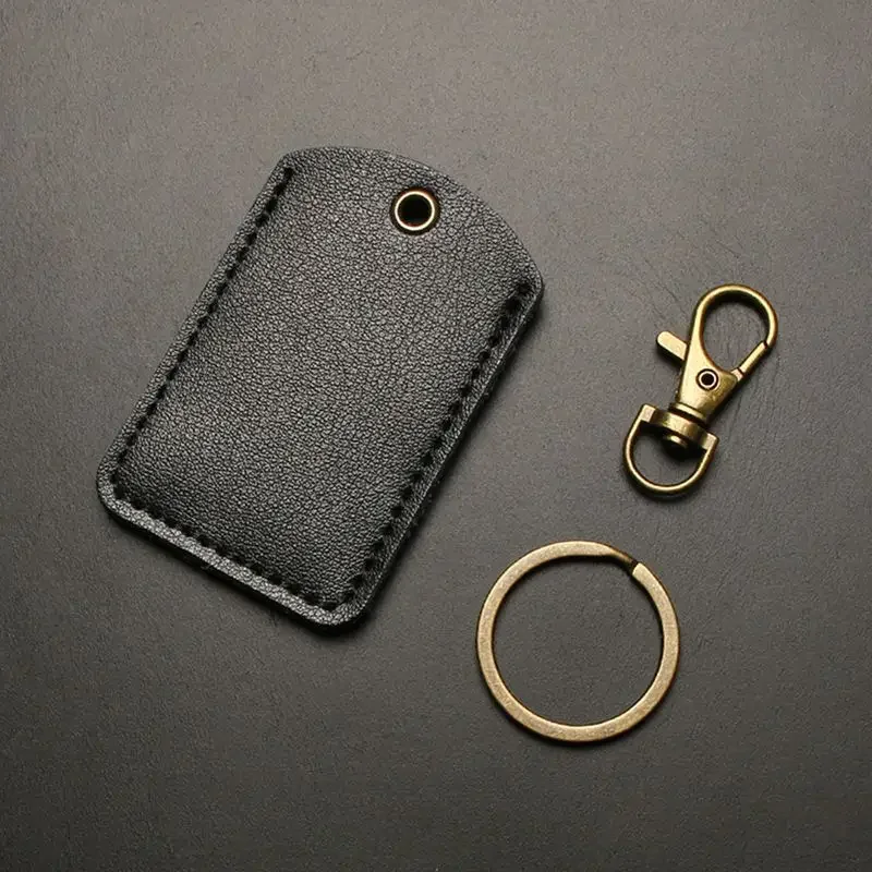 Vintage Business Style Leather Access Card Holder with Keychain - Executive Protection for Badge HID Rfid  Nfc Sticker Cuid Uid