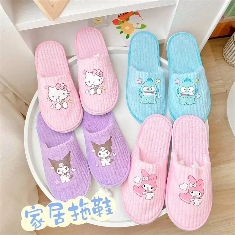 Sanrio Hello Kitty Anime Slippers Men Women Hotel Disposable Slides Home Travel Sandals Hospitality Footwear One Size on Sale