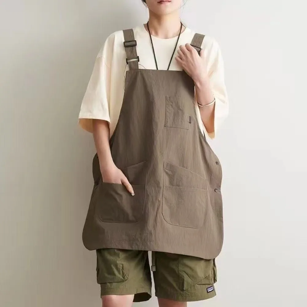 Double-Cotton cloth Sided Kitchen Apron Waterproof Pure Color Workwear Apron Multi-scene Unisex Chef Apron Household Kitchen