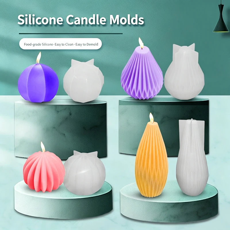 3D Silicone Candle Mould Food-grade Easy Demoulding DIY Candle Mold for Soy Wax Beeswax Aromatherapy Soap Resin Crafts Home DIY