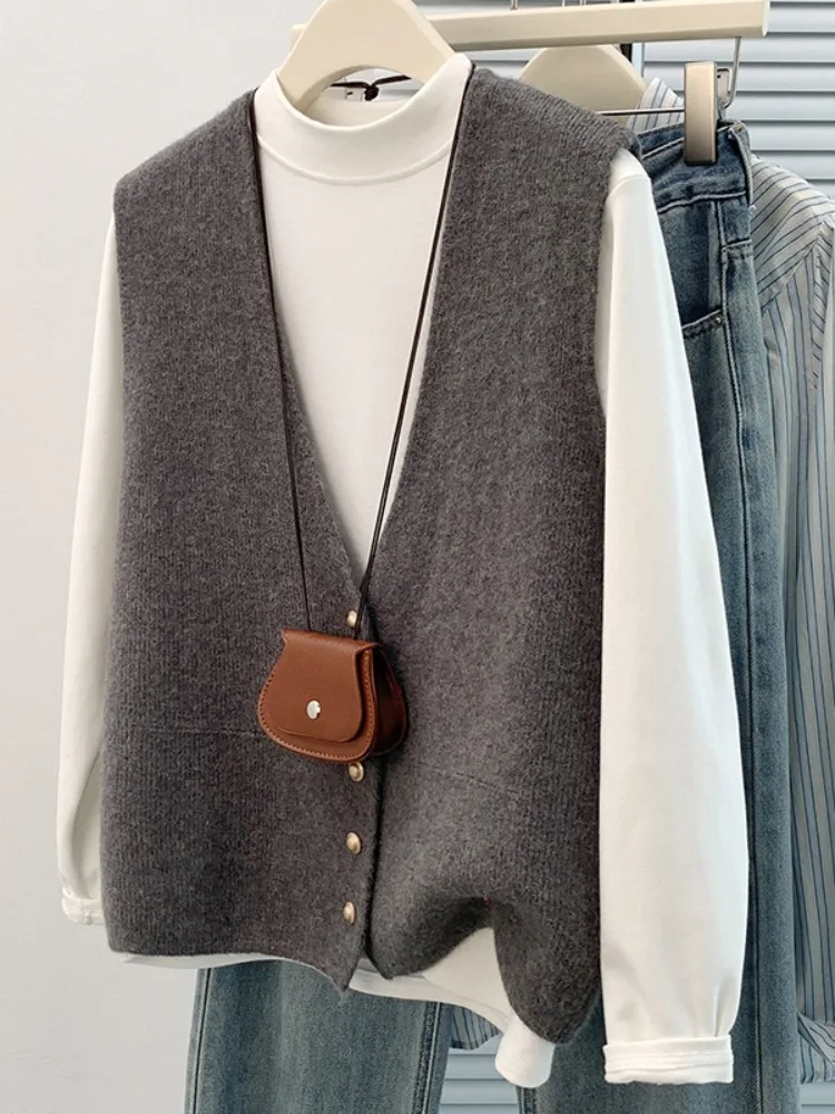 

Faionable ort вязаный шерстяной жилет женская осенне-зимняя верхняя одежда мягкий свитер с подкладкой на плечо No Sve Top