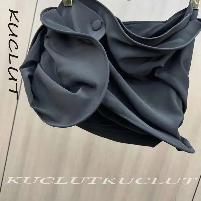 KUCLUT 2025 ファッション女性の 3D ツイスト折りデザインミニスカート無地ラップヒップスカート女性のトレンディな新アイテム K318