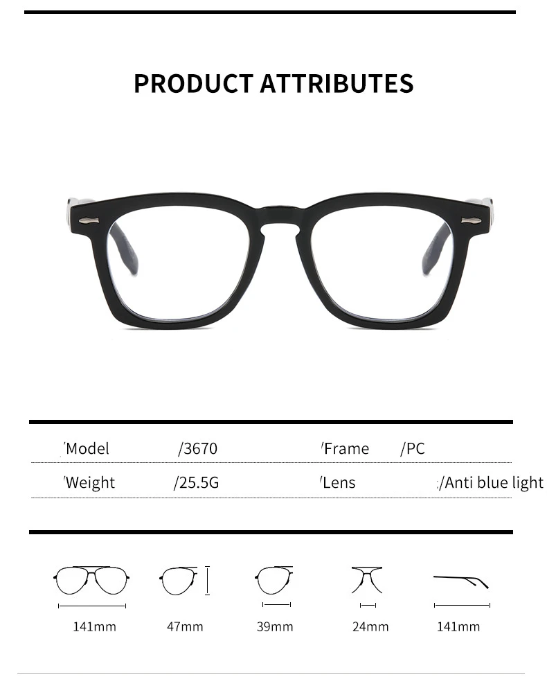 Mode Marke Design Retro Quadratischen Männlichen Exquisite Dekoration Brillen Rahmen Photochrome Anti Blau Licht Männer Lesebrille 0 ~ + 6 – Detail 8