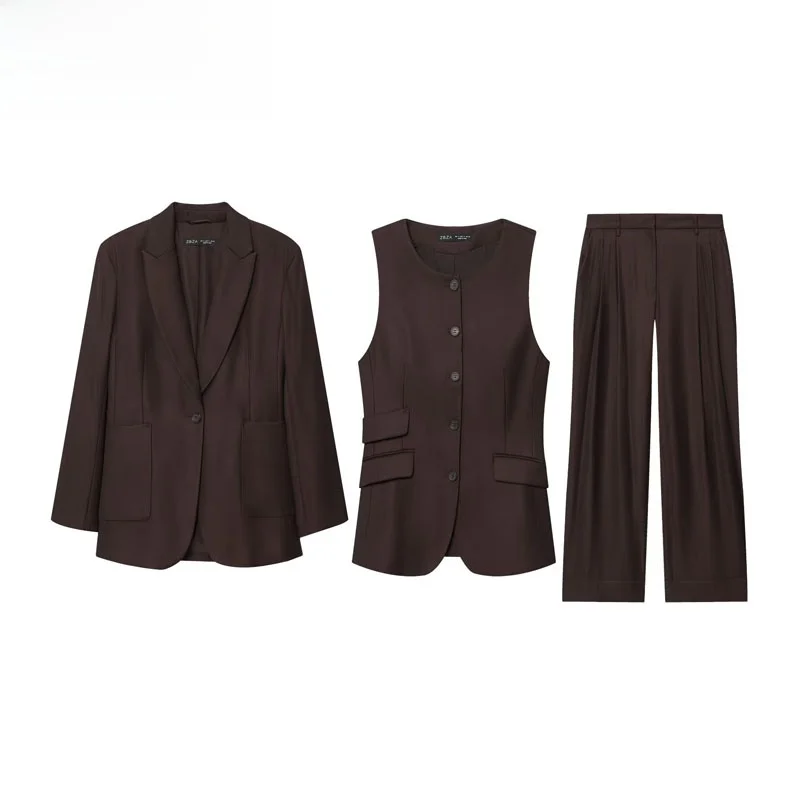 

Осенний новый женский костюм для поездок на работу, комплект из жилета и брюк Long Sve Street Sle Faion, футболка, костюм для взрослых