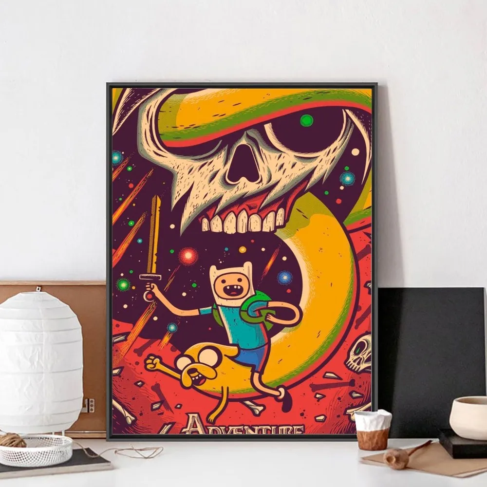 Adventure Time With Finn And Jake Poster No Framed Poster Kraft Paper Vintage Poster Wall Art Painting Bedroom Study Stickers