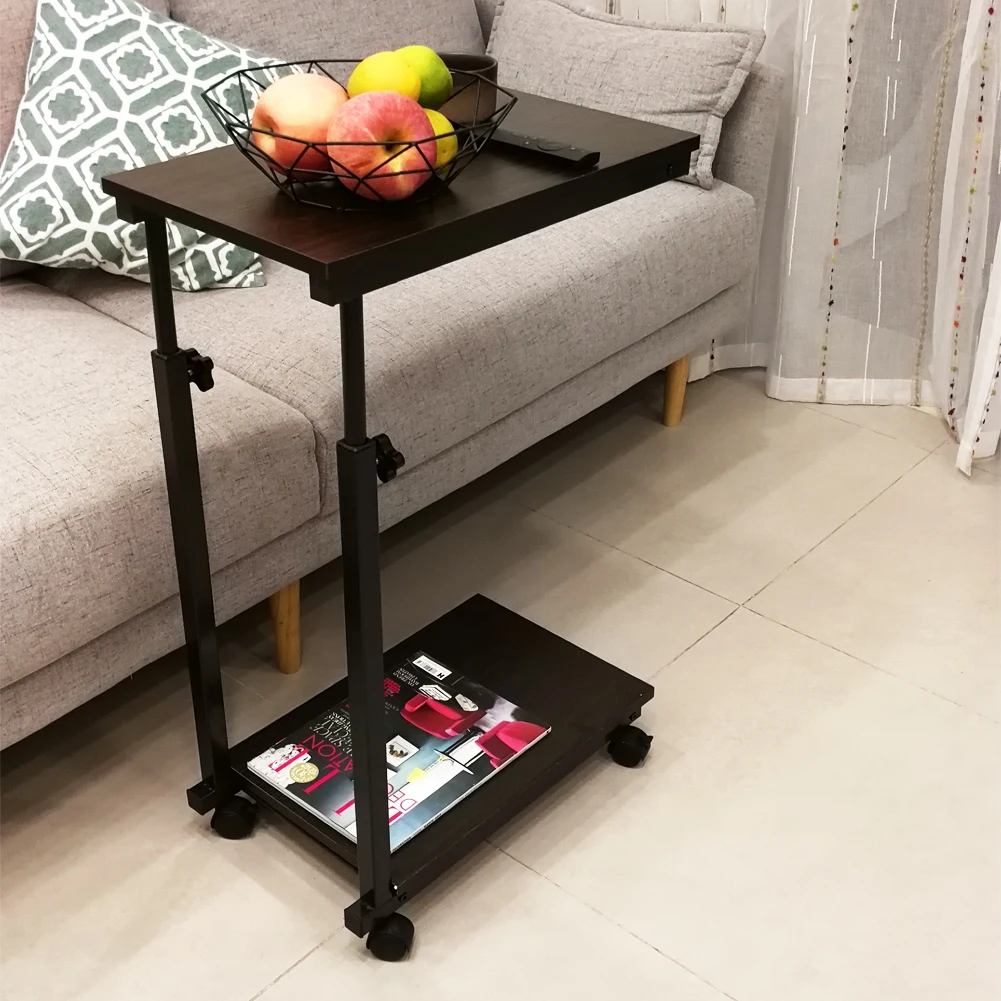 KKTONER Sofa Side Table Slide Under Height Adjustable Wooden Laptop Table Couch Table Mobile Dining Table Snack Table End Table