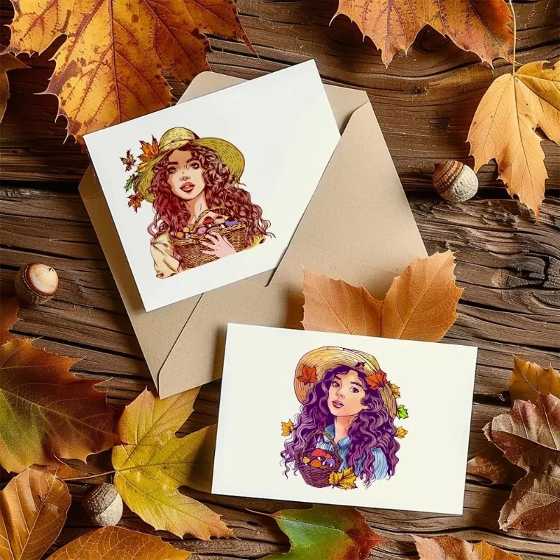 1Sheet Lady Clear Stamps Autumn Pumpkin Silicone Clear Stamp Seals Maple Leaves Transparent Stamps for DIY Scrapbooking Cards