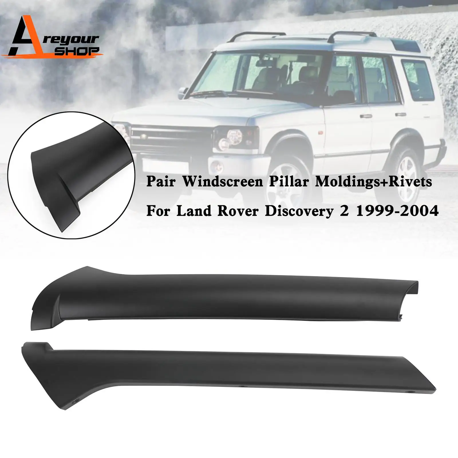 

Пара молдингов на стойку лобового стекла для Land Rover Discovery 2 1999-2004 гг.