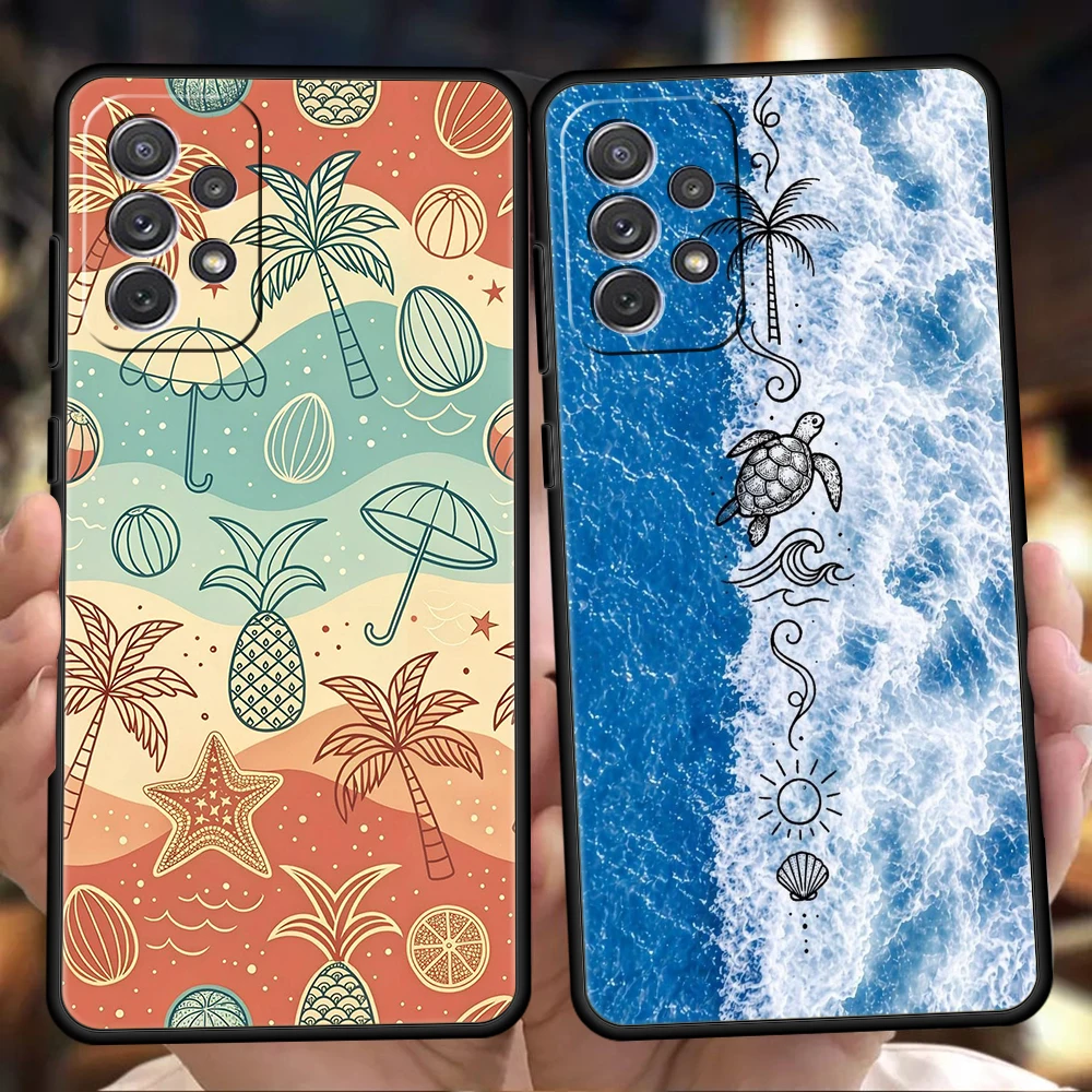 Phone Case for Samsung Galaxy A13 A15 A17 A22 A23 A25 A31 A32 A33 A35 A41 A51 A52 A55 5G Soft TPU Shell Ocean Pattern Present