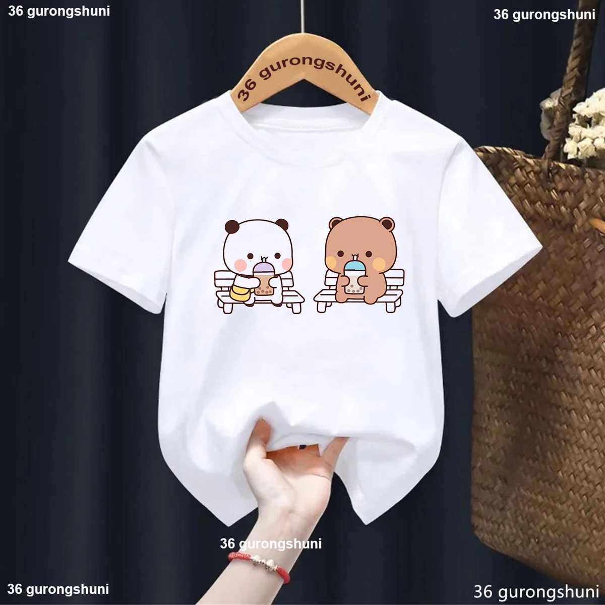 

New Kids Cartoon Panda Bear Bubu Dudu T-Shirt Kids Clothes Girls Lovely T Shirt Children Summer Short Sleeve T-Shirt Boys Tops