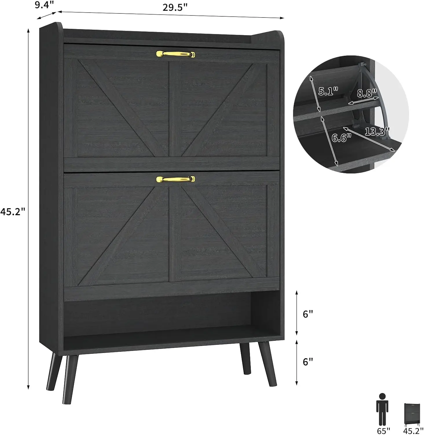 خزانة تخزين أحذية أنيقة للمدخل مع أدراج قابلة للطي، رف أحذية نحيف موفر للمساحة، منظم أحذية مخفي قائم بذاته #2