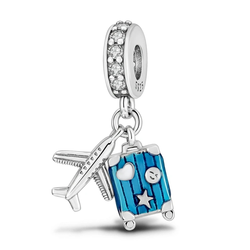 Architektur-Serie 925 Sterling Silber Charms Perlen Flugzeug Reisepass Anhänger Passend für Original Armband Frauen Mädchen DIY Party Geschenke – Detail 7
