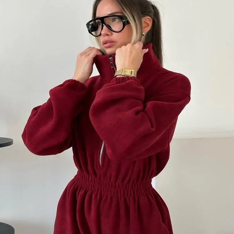 

Oversized Long Sleeve Jumpsuit 2025 Women's Casual Pullover Turtleneck Romper with Elastic Waist Fall Winter