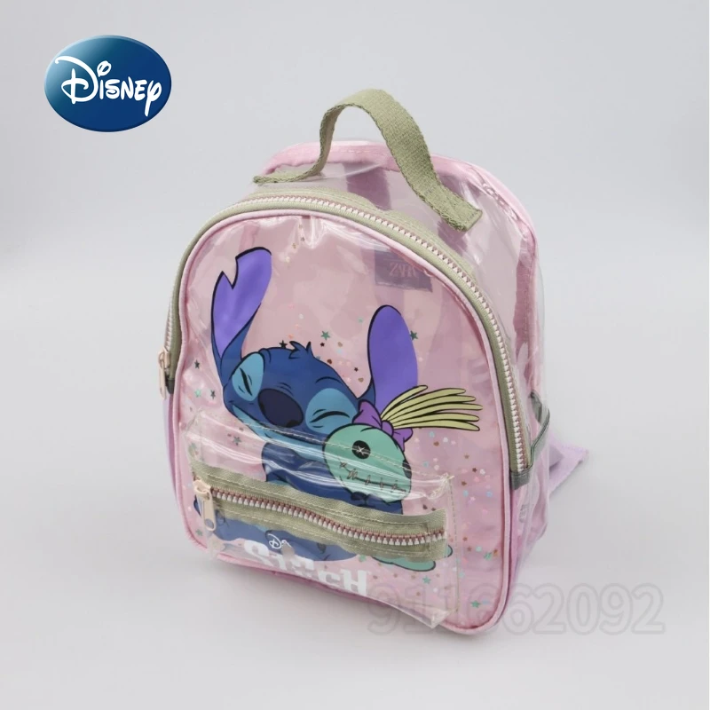 Disney Stitch New Transparent Backpack Luxury Brand Fashion Children's Transparent Backpack Cartoon Leisure Children's Backpack