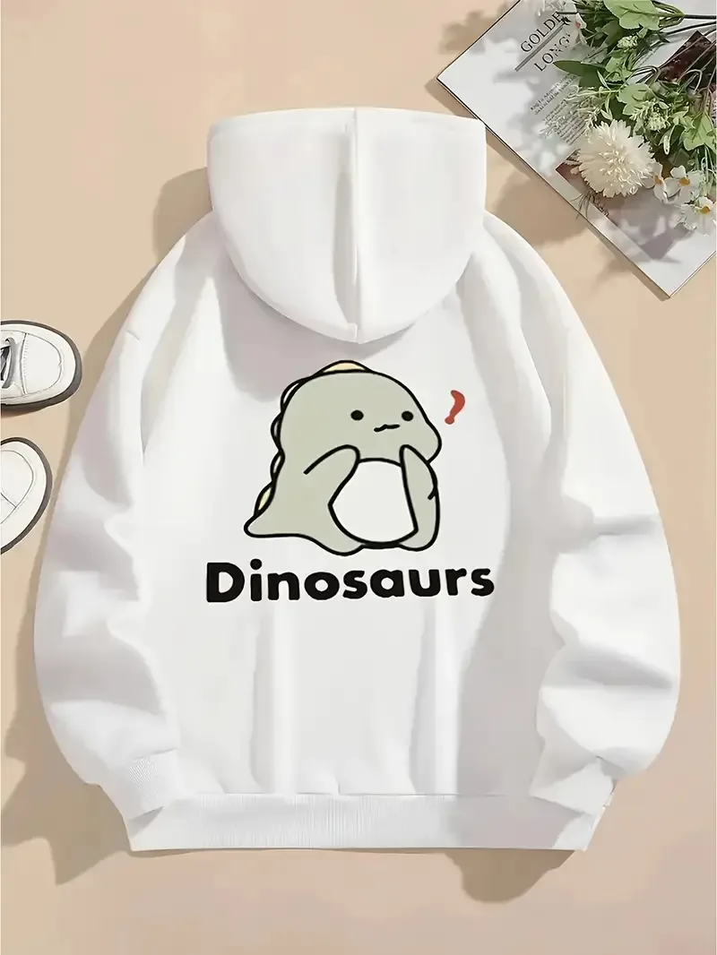 

Cute Cartoon Dinosaur Graphic Print Autumn and Winter Pure Cotton Hoodie for Men and Women Outdoor Street Sports Training Brand