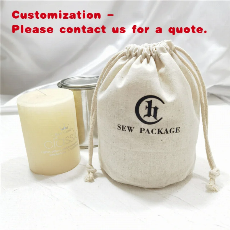 

На заказ. Хлопковая сумка для свечей на шнурке с принтом на заказ, органическая сумка с круглым дном из натурального холста, льняная сумка, банка для свечей