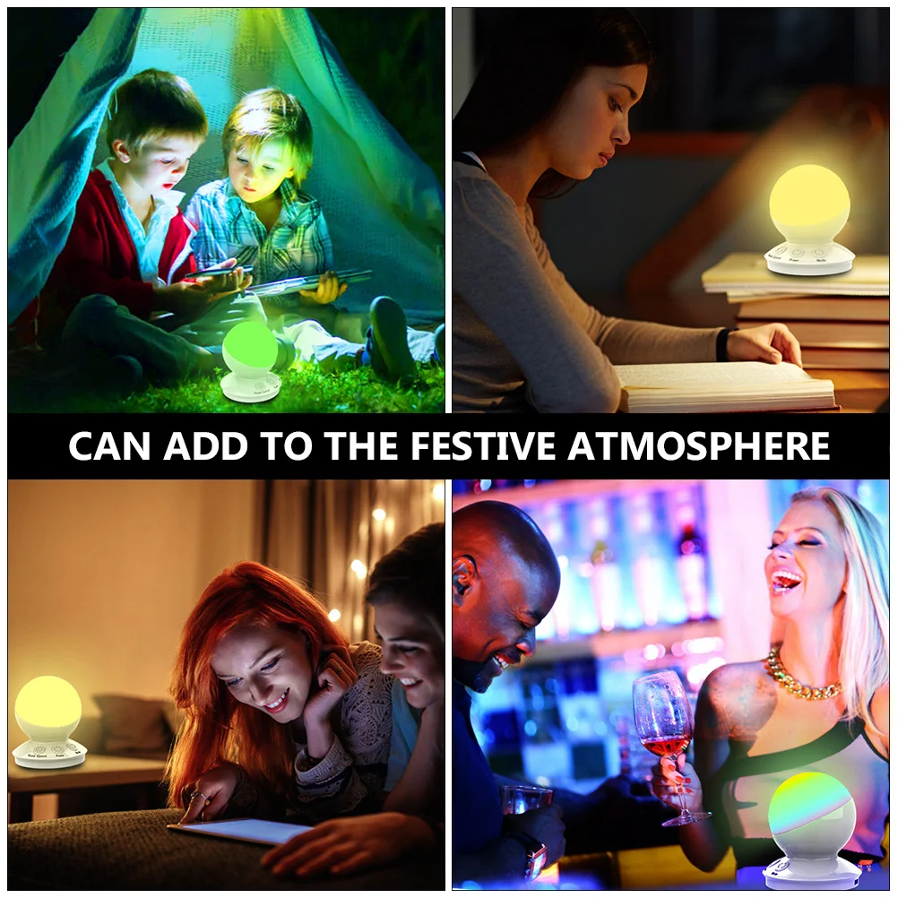 1 قطعة Rgb الكرة شكل LED ضوء الليل التحكم الصوتي الجدول مصباح ضوء ناعم دافئ لغرفة النوم القراءة احتفالي