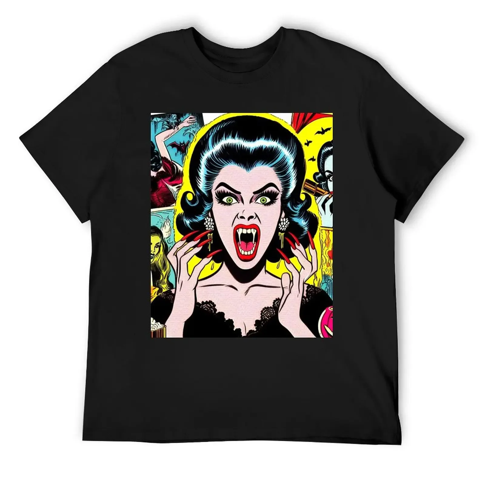 

Retro Vampire Woman Comics T-Shirt korean fashion anime anime tshirt hippie clothes black t-shirts for men