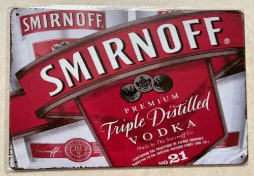 SMIRNOFF VODKA МЕТАЛЛИЧЕСКАЯ ПЛАКОВАЯ ВИНАЧКА ПАБ-БАР МУЖСКОЙ ГАРАНДА КОКТЕЙЛЬ КАФЕ 20x30см SMIRNOFF VODKA МЕТАЛЛИЧЕСКАЯ ПЛАКОВАЯ ВИНАЧКА ПАБ-БАР МУЖСКОЙ ГАРАНДА КОКТЕЙЛЬ КАФЕ 20x30см