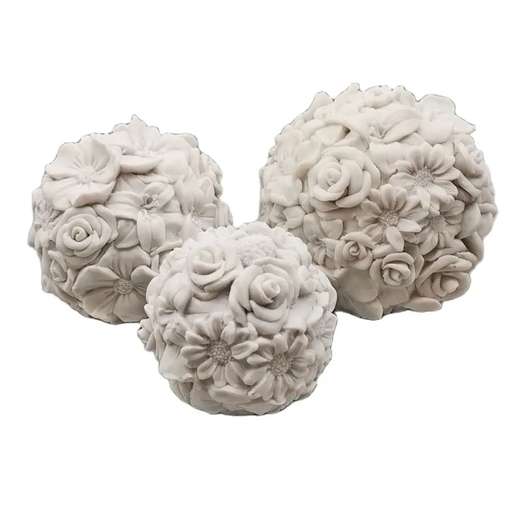 3D Flower Ball Silicone Candle Molds Rose Ball Candle Soap Mould Soap Candle DIY Aromatherapy Polymer Gypsum Craft