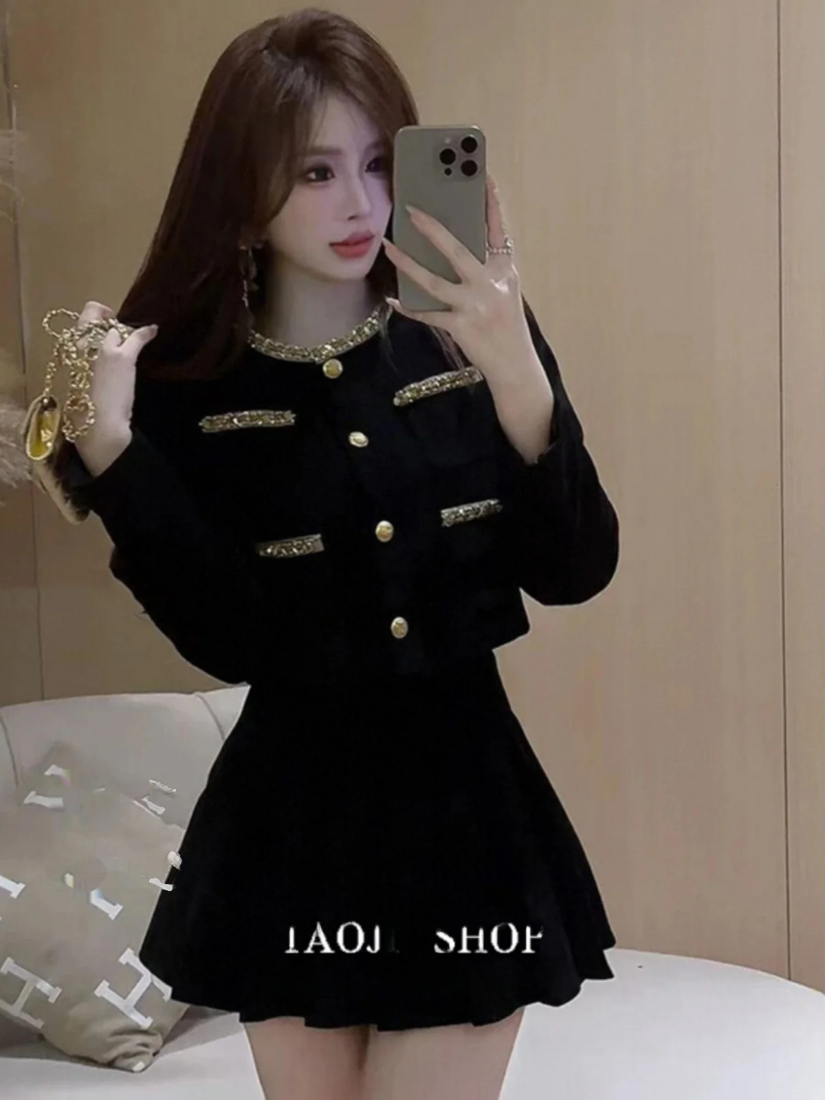 

Spring New Arrival Small Fragrance Style Set Women's Short Coat Skirt Two-Piece Set Heavy Industry Miss Rich Girl