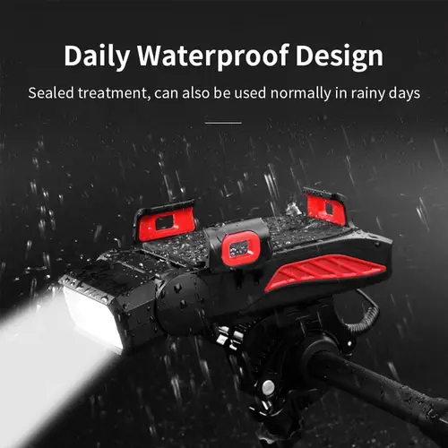 Imagen 2 del producto Soporte para teléfono móvil 4 en 1, bocina para faro, práctico y portátil, luz de carga USB, accesorios para bicicleta, 1 Uds.