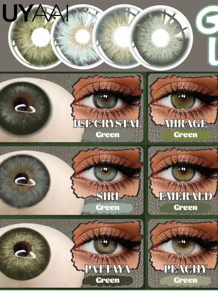 UYAAI Farbige Kontaktlinsen Siri Grün Make-up PATTAYA Grüne Linsen Beauty Pupils Kosmetische Farblinsen Colorcon Grüne Linsen