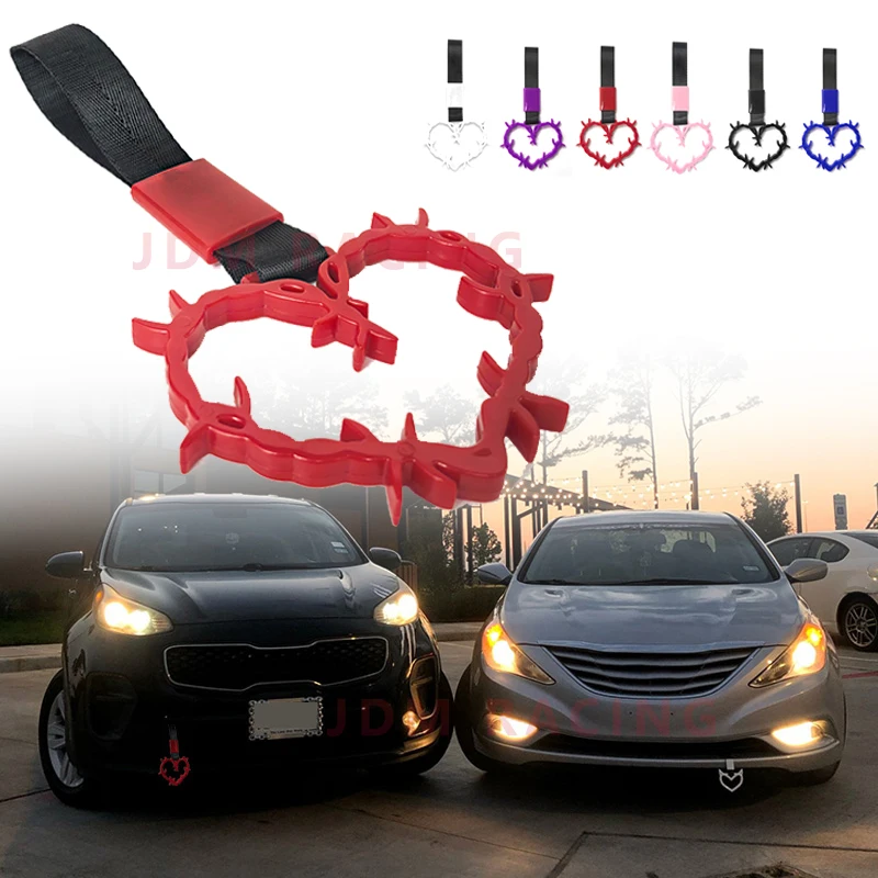JDM Racing New Handle Hand Strap Heart Ring Styling Drift Charm Strap Drift Auto Accessories Car Strap Front and Rear Bumper Dec