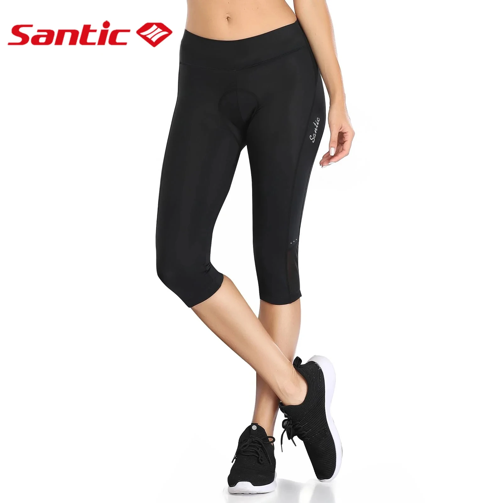 

Santic Women's Cycling Pants with Padded 3/4 Cycling Shorts Riding Shorts with Pockets