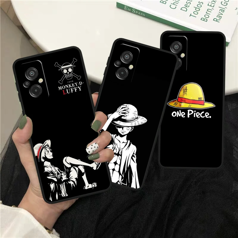 Cartoon O-ne P-ieces Luffy For Xiaomi Redmi K60 12C 12 11A A1 11 10C 10X 9T 9C 9AT 8A Pro Silicone Black Phone Case