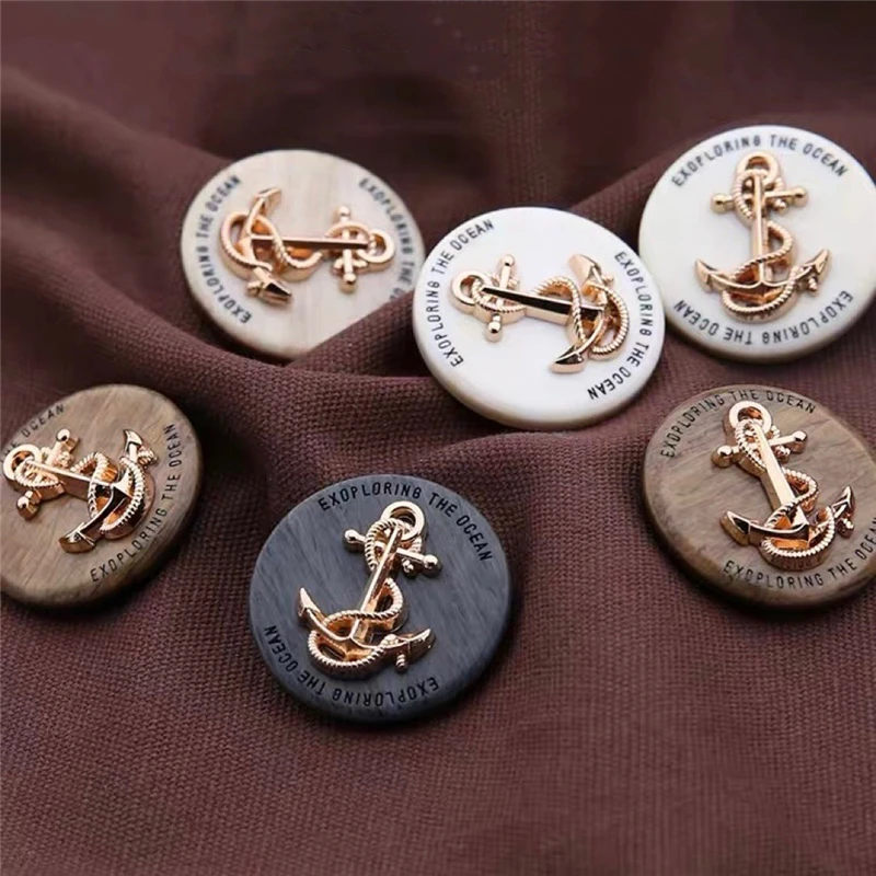 10pcs 20mm Decorative Buttons for Clothing Navy Retro Anchor Design Fashion Clothing Buttons Jacket Wool Coat Sewing Buttons