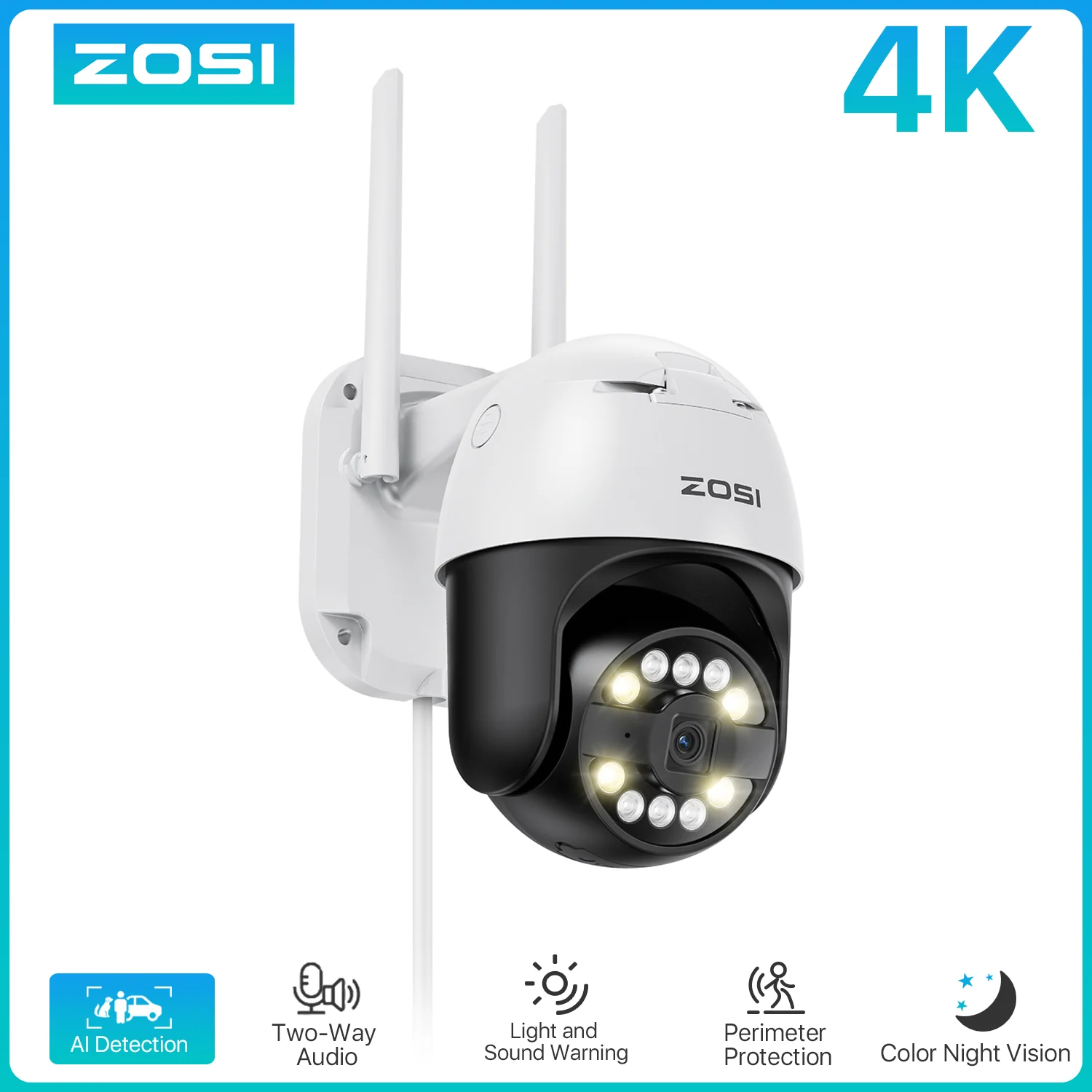 ZOSI C296 5MP/8MP PTZ WiFi Camera Person Vehicle Package Detect Wireless CCTV Video Surveillance Camera Home Security Protection