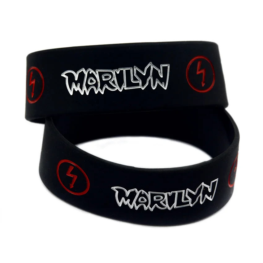 1 PC Marilyn Manson Silicone Rubber Bracelet 1 Inch Wide Music Band Fans Gift Bangle