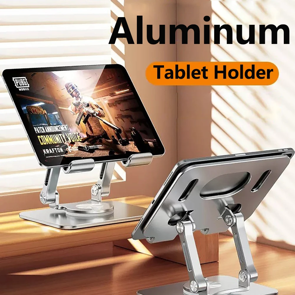 Aluminum Tablet Stand 360°Rotating Folding Adjustable Desk Holder Mount Riser for iPad Pro Air 4 Mini 12.9 4-12 Inch Xiaomi Tab