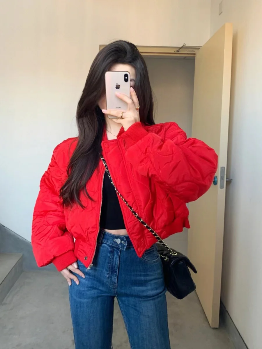 Coréen Sle rouge ort Baseball Jaet femmes hiver manteau en coton petite taille 2024 coton vêtements Jaet vêtements d'extérieur