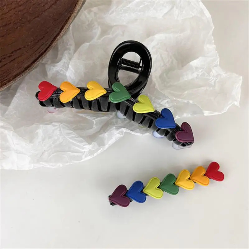 Girly Feeling Full Of Rainbow Love Hairpin 2023 New Trendy Head Clip Headdress One Word Broken Hairpin Hair Accessories